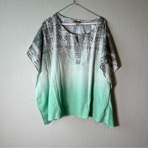 VALERIE STEVENS Sz M Woman's Oversize Tunic Reptile Ombre Print w/Studed Neck